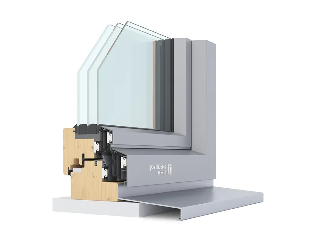 Joyfident 120 passive aluminum clad wood window with good performance